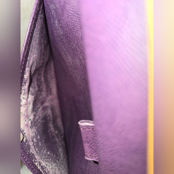 LOUIS VUITTON Continental Yellow Epi wallet w Purple Interior - Picture 9 of 12